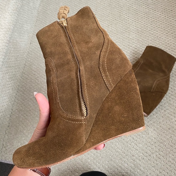 Joie Shoes - Joie Suede Wedge Booties 38 8